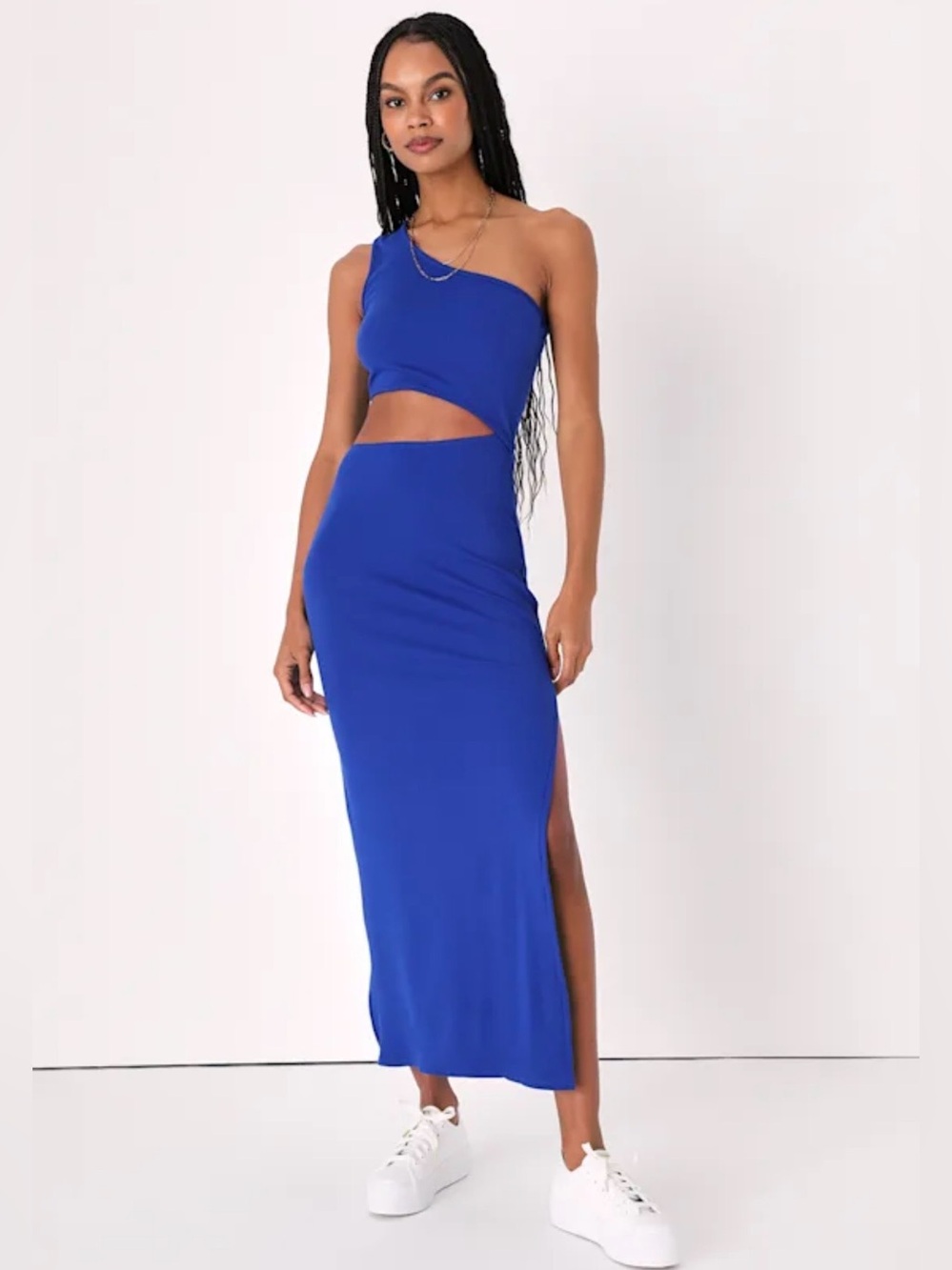 NWT Spice things up ribbed one shoulder cutout midi dress, Lulus